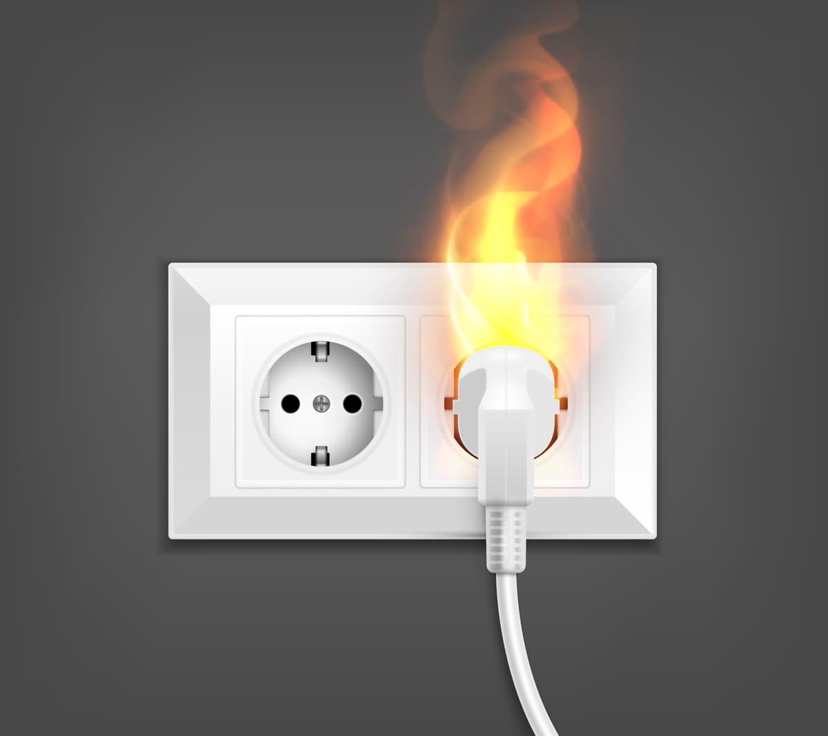 Enchufe eléctrico con señales de quemadura